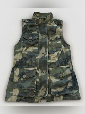 Abercrombie & Fitch Camo Utility Vest A&F Size Small Y2K Outerwear Green